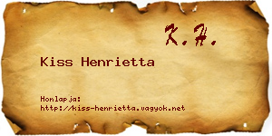 Kiss Henrietta névjegykártya